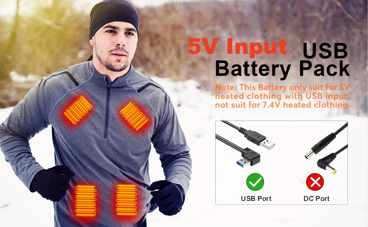 5V Heated Jacket Battery Pack 10000mAh PD 22.5W Quick Charge Portable Power Bank for Heated Vest Heated Gloves Heated Clothes Smartphone Tablet Outdoor Winter Camping Skiing Travel