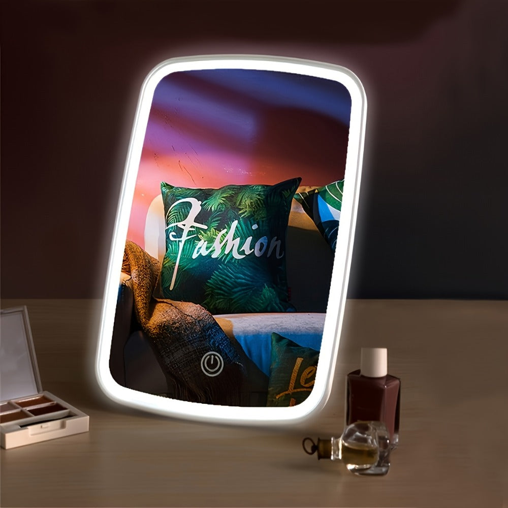 LED Makeup Mirror with 3 Color Modes & Touch Control – Adjustable Brightness Lighted Vanity Mirror | Portable Folding USB Rechargeable | White Daylight Warm Light | Travel Cosmetic Mirror | Beauty Gift