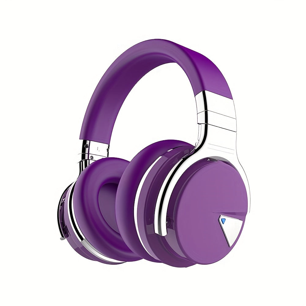 Active Noise Cancelling Over-Ear Headphones MIGHTY ROCK, Wireless Bluetooth 5.2 with 45mm Drivers Deep Bass, 30H Playtime Built-in Mic, Foldable Protein Earpads Headset for Travel Work Study Flight