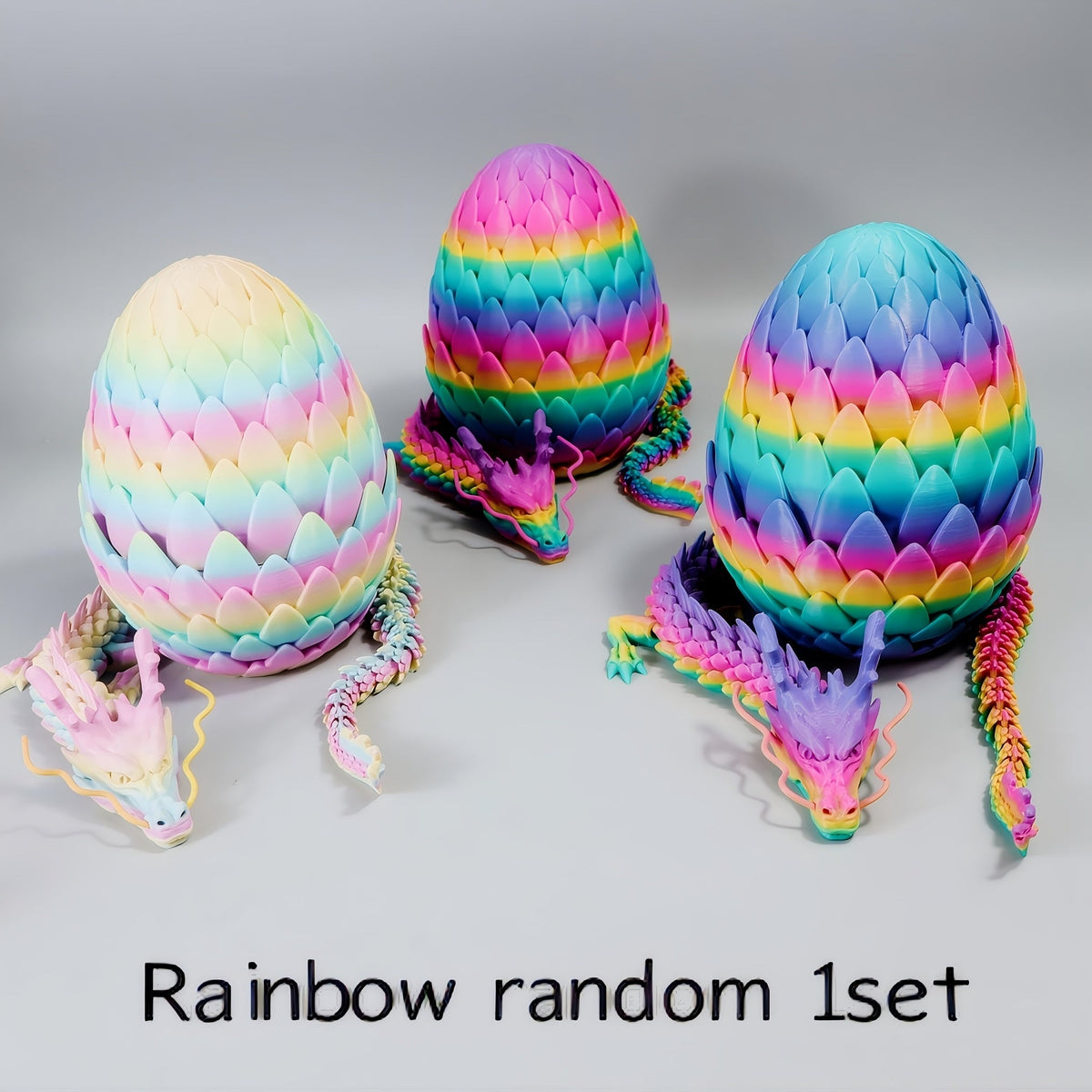 Dragon Egg Gift Set 3D Printed – 7.09in Scaled Egg + 23.62in Large Dragon Ornament, 10 Colors Rainbow Amethyst Crystal Fantasy Collector Gift for Adults Easter Valentine Birthday