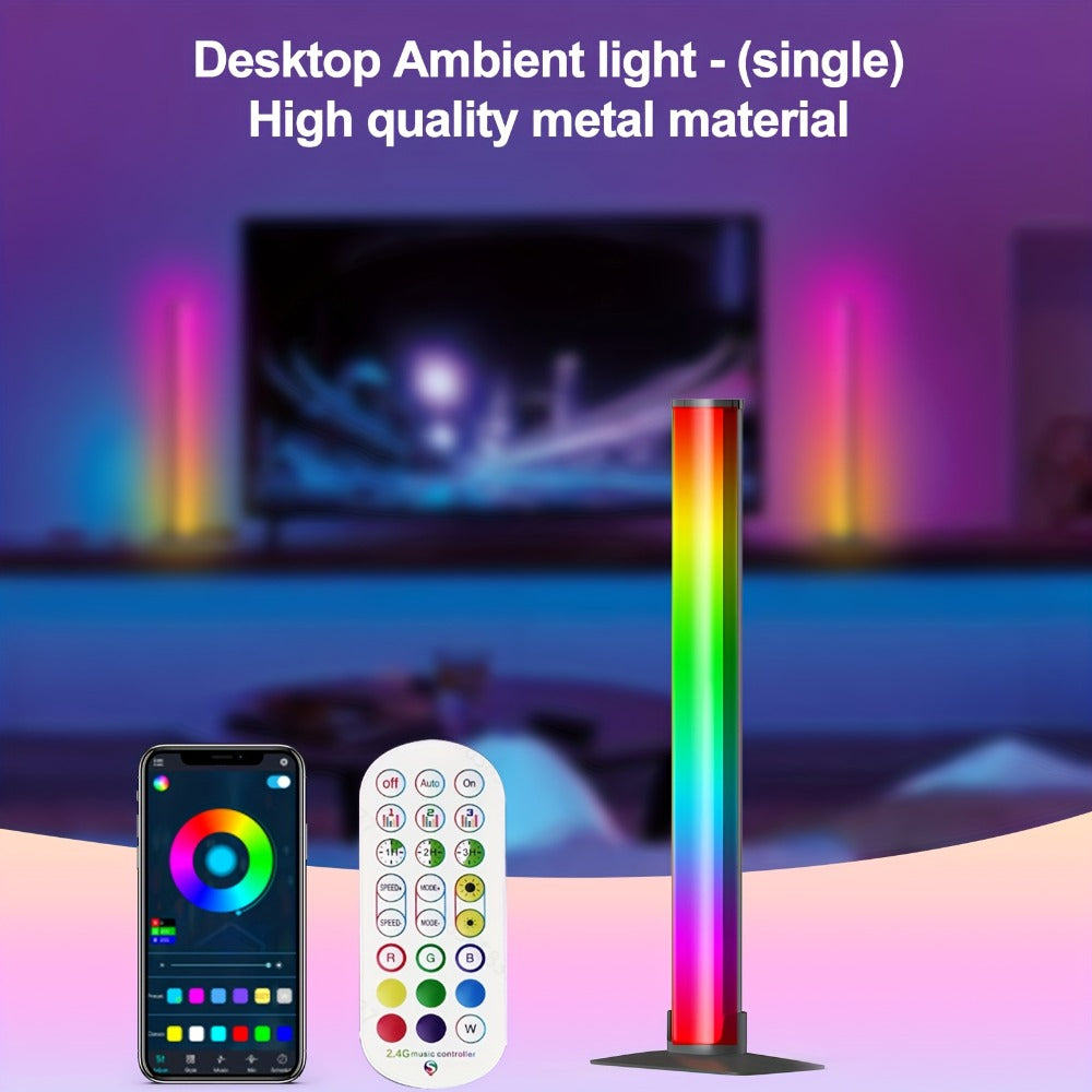 RGBIC Atmosphere Light with Music Sync - Desktop Ambient Light, App & Remote Control, Alloy Body, Multi-Mode Color Adjustment, USB 5V Powered, Single or Pair for Gaming Room, Bedroom & Desk Setup