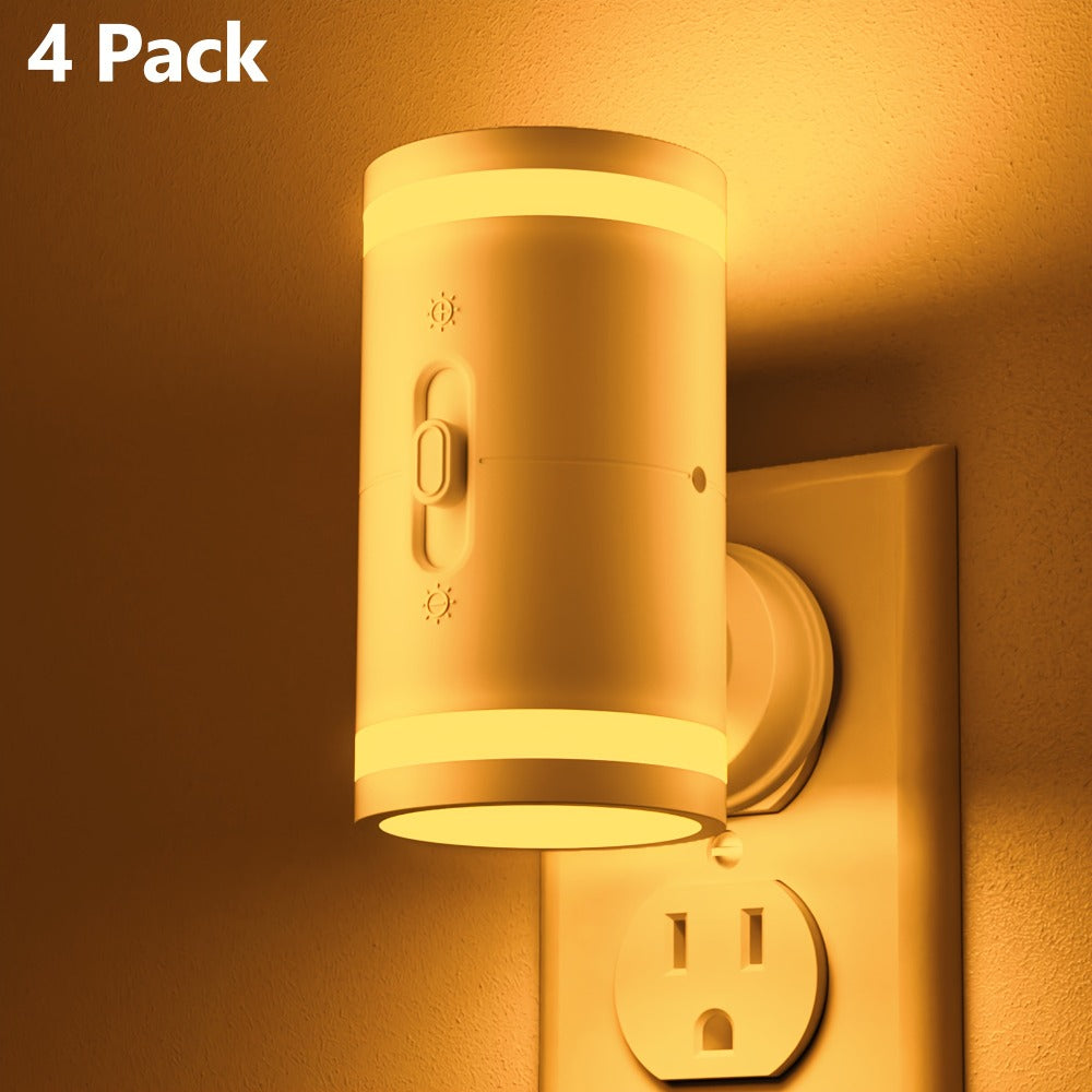 LED Night Light Plug In Dusk to Dawn Sensor – 5-120LM Adjustable Brightness, 3 Color Temperatures, Modern Plug-In Night Lights for Hallway, Bedroom, Staircase, Bathroom & Toddler Room, 2 or 4 Pack