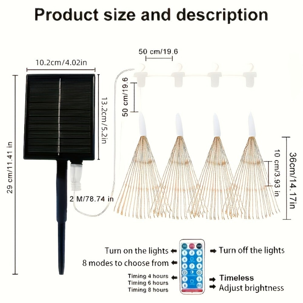 Solar Starburst Lantern Fairy Lights Outdoor 5 Pack 450 LED - Remote & Timer, 8 Modes, Adjustable Brightness, Pure Copper Wire, Waterproof for Yard, Garden, Patio, Wedding & Christmas Decor