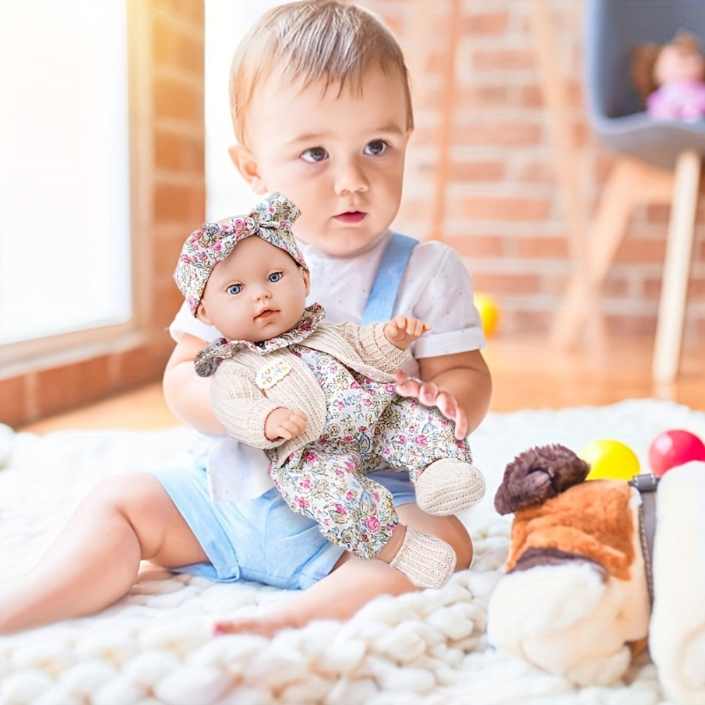 12-Inch Baby Doll with Floral Dress, Rabbit Plush Toy & Dress-Up Accessories
