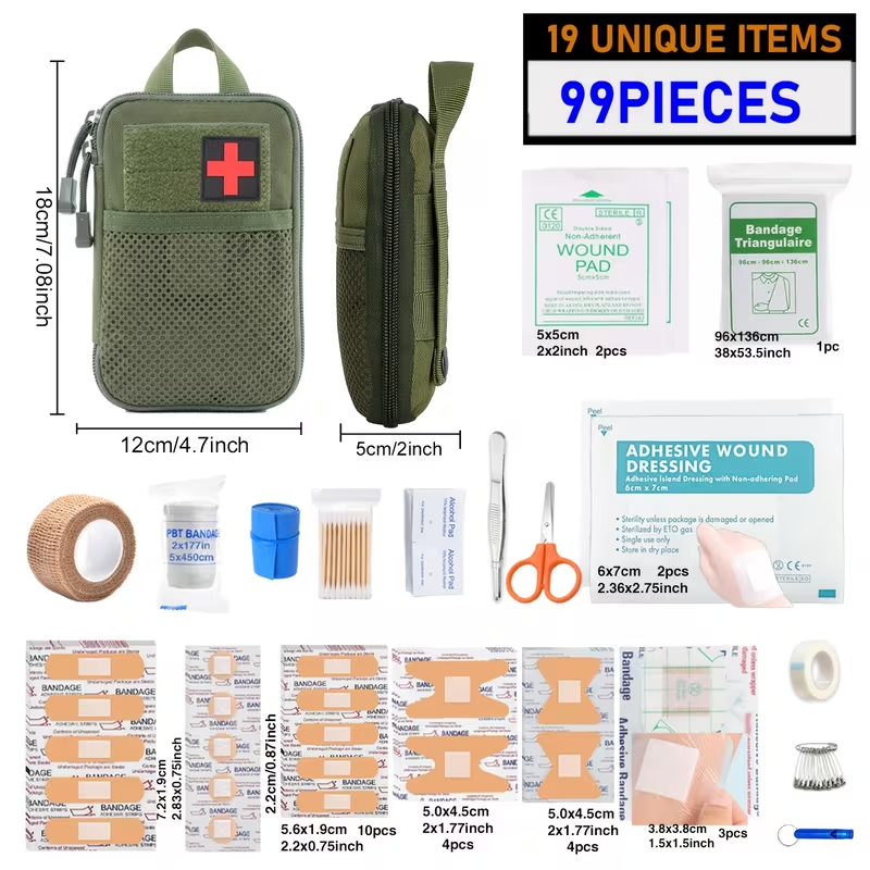 First Aid Kit 399pcs / 99pcs Professional Portable Survival Gear with Splints Scissors Tweezers for Hiking Camping Hunting Car Travel Emergency