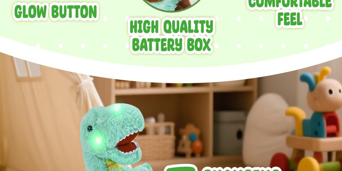 Light-Up T-Rex Stuffed Animal with Music or No-Music Options