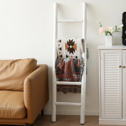 Wood Blanket Ladder, 57-Inch Farmhouse Quilt & Towel Display Rack