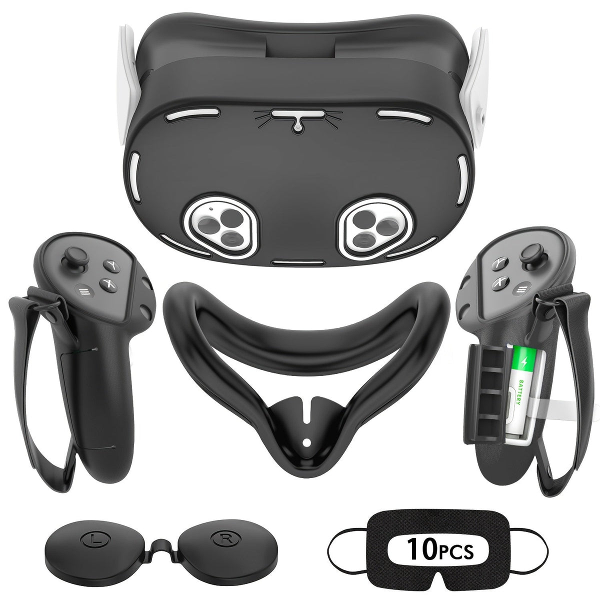 Meta Quest 3S Silicone Cover Set - VR Face Cover Shell Controller Grip Case Camera Lens Protector Full Protection Accessories Kit for Meta Quest 3S