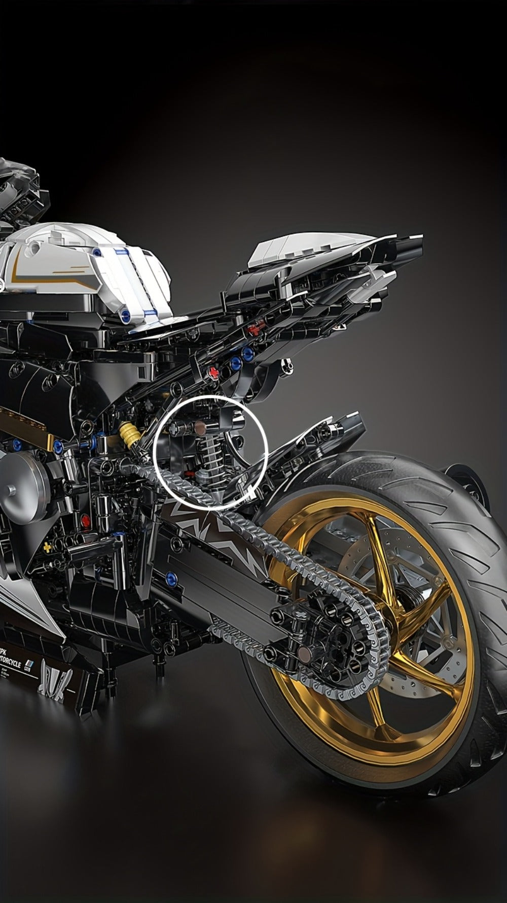 Motorcycle Building Block Model, 1:5 Scale, 2,000+ Pieces