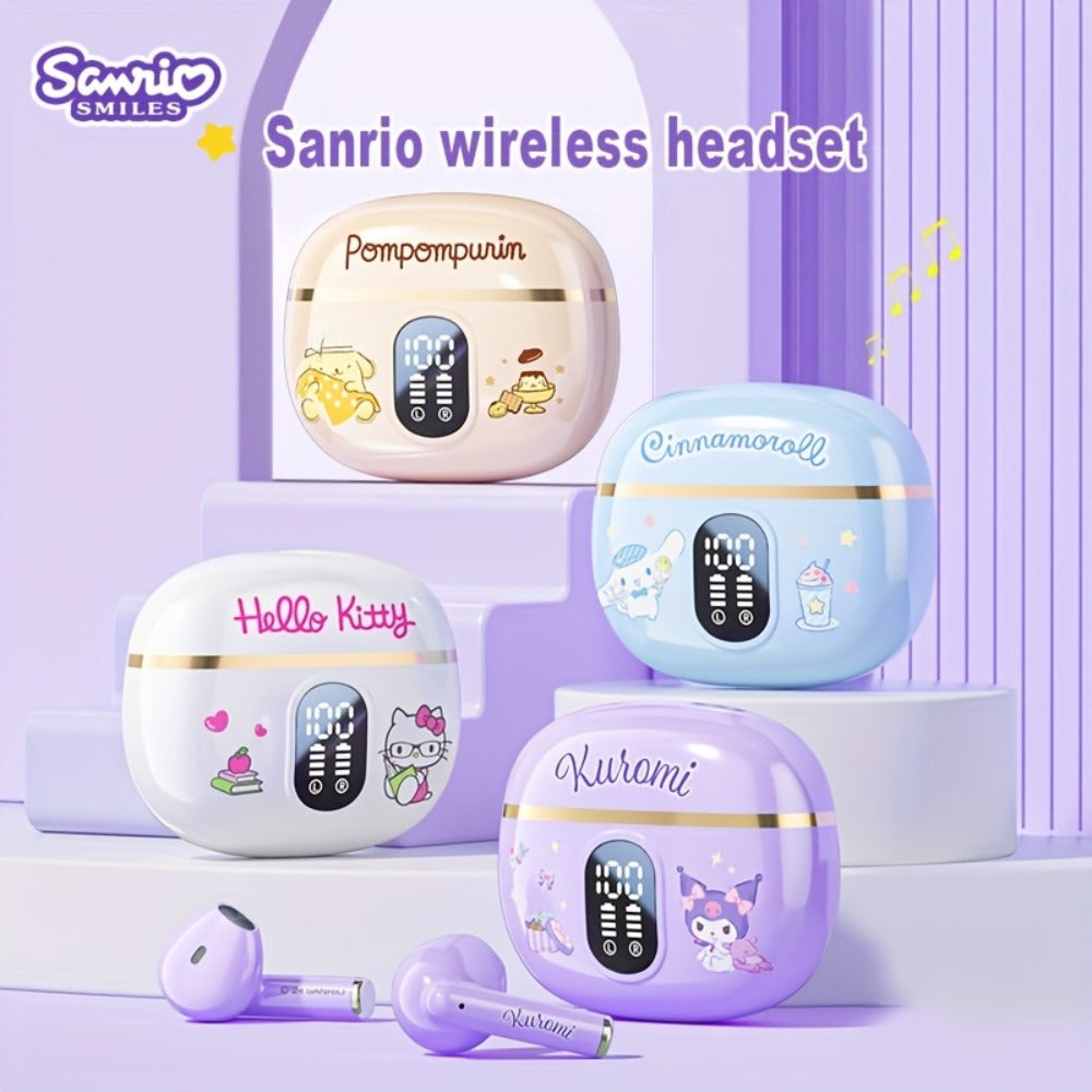Kuromi Pompompurin Open-Fit Wireless Earbuds 360° Environmental Awareness LED Digital Charging Case Touch Control All-Day Comfort Sports Casual Authorized Sanrio Character Gift