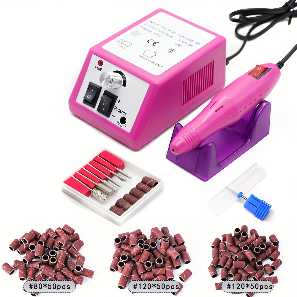 Professional Nail Drill Kit 20000RPM with 6 Drill Bits & 50 Sanding Bands — Electric Manicure Pedicure Machine Low Noise Dual-Hand for Acrylic Gel Natural Nails, Home & Salon Nail File Set, 8-in-1 Option