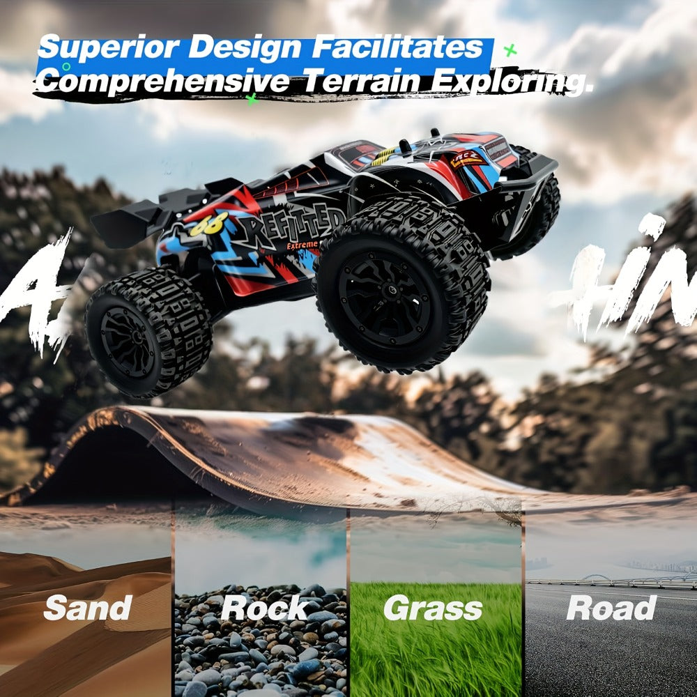 RC Off-Road Car 1:18 Scale 4WD, 35+ KM/H Hobby Grade 2.4GHz Remote Control Truck, Blue or Red