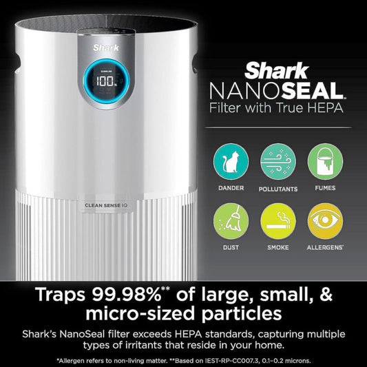 Shark R-UA205 NANOSEAL HEPA Air Purifier MAX with Clean Sense IQ, White, Refurbished