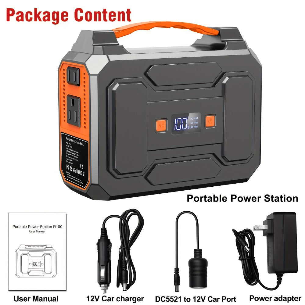 300W Portable Power Station Solar Generator with AC Outlet, DC & USB Outputs, LED Flashlight, Built-in Cooling Vents – 256Wh Lithium-Ion Battery for Camping, RV, Emergency Home Backup, Outdoor Adventures