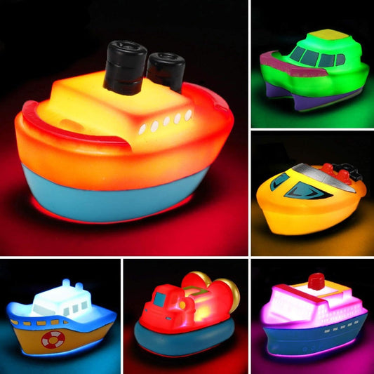 Boat Bath Toys with Light-Up and No-Light Options for Water Play