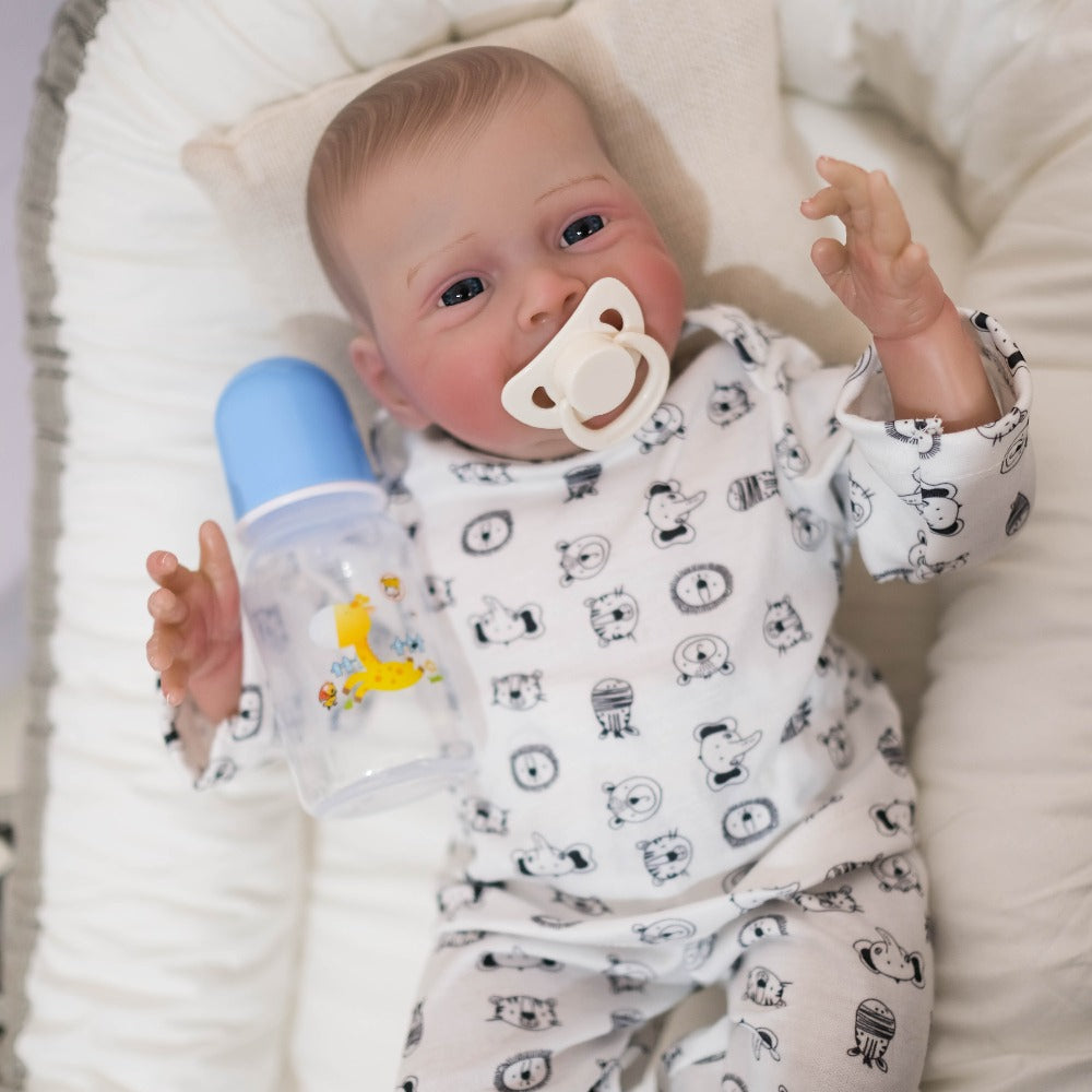 19-Inch Cloth Body Reborn Baby Doll with Vinyl Limbs and Accessories