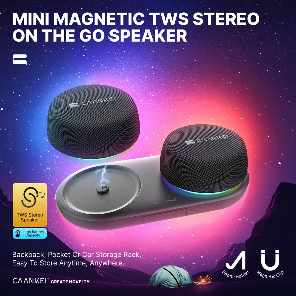 Portable Dual Speaker with Charging Base, 60-Hour Super Long Battery Life, Strong Bass Stereo Surround Sound, Compact Wireless Speaker for Computer Laptop Mobile Phone Desktop Home Office