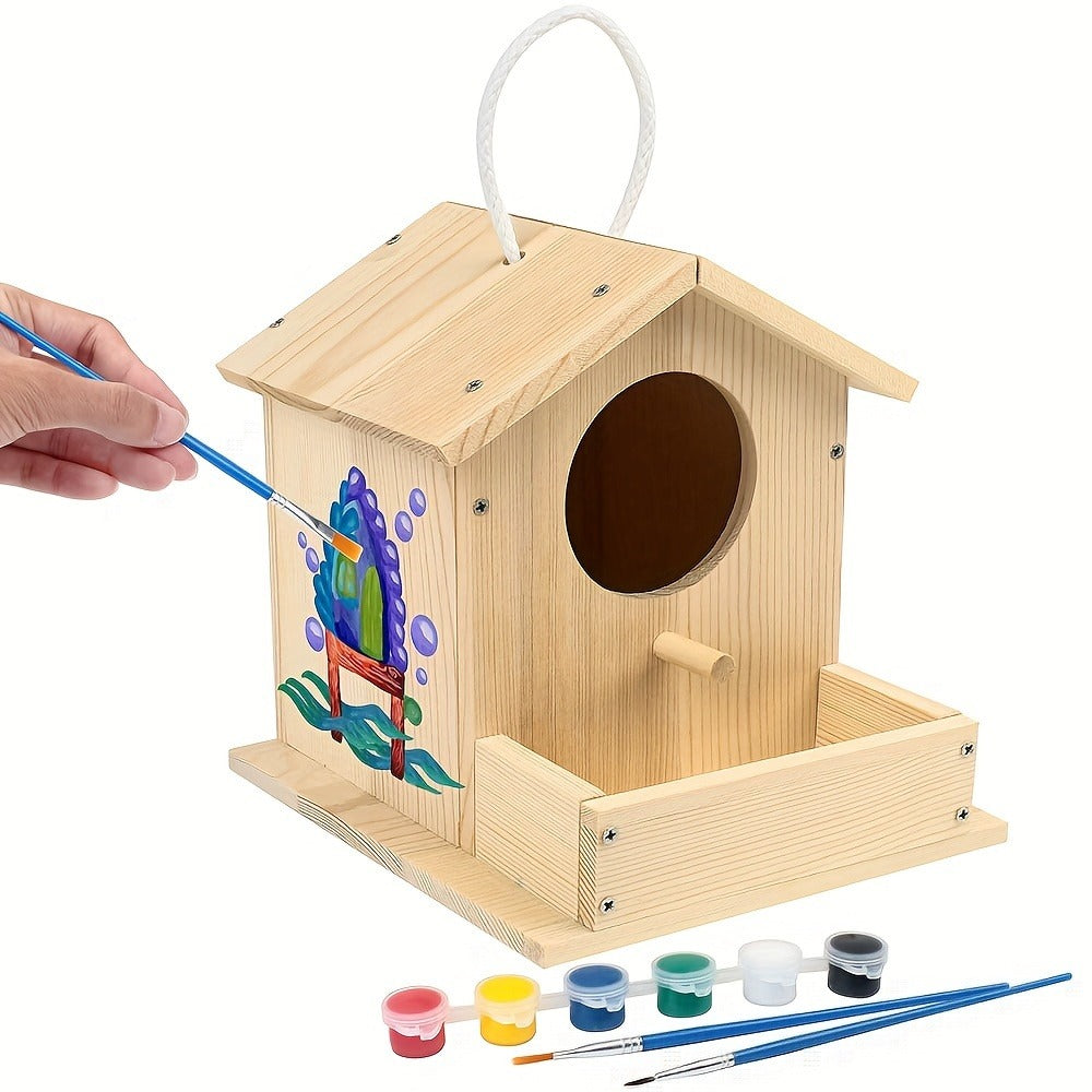Wooden Birdhouse Building Kit for DIY Build-and-Paint Craft Projects