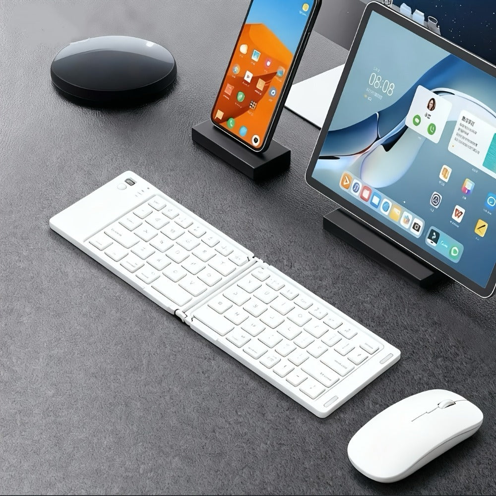 7.3mm Ultra-Slim Magnetic Wireless Keyboard Rechargeable Foldable Compact Bluetooth Keyboard with Media Hotkeys for Computer Desktop PC Laptop Smart TV iOS Android Windows