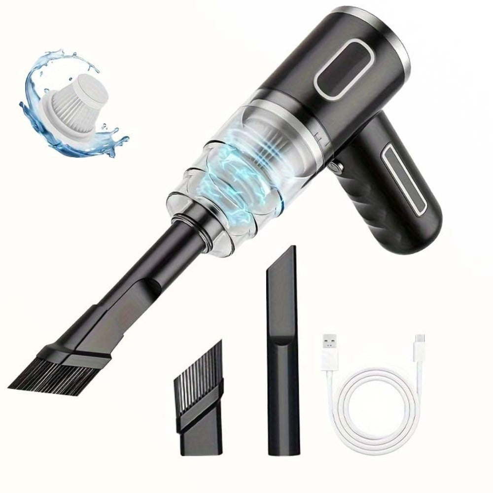 Cordless Mini Vacuum Cleaner 3KPa Strong Suction, USB-Powered Portable Handheld Vacuum with Long Reach Tube & Brush Heads, Lightweight Compact Design for Car, Home, Office, Keyboard, Electronics