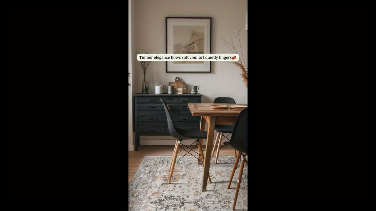 Vintage Chenille Area Rug Non-Slip Machine Washable – Retro Print Lightweight Carpet for Living Room, Bedroom, Dining Area & Home Office – Light Taupe Brown, 8 Sizes