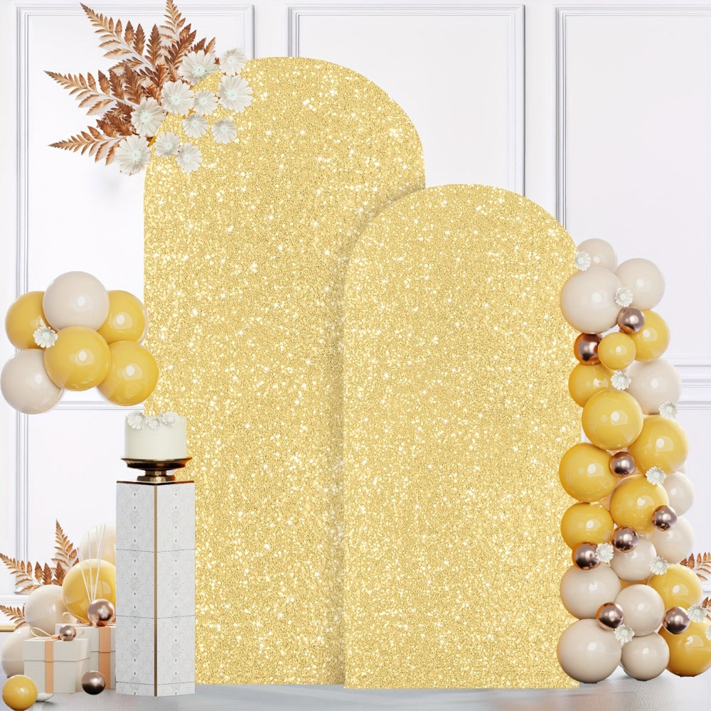 Glitter Sequin Arch Cover 2 Set 6Ft & 7.2Ft Metallic Spandex Payette Panel Wedding Arch Backdrop Cover for Wedding Ceremony, Birthday Party, Bridal Shower & Event Decoration