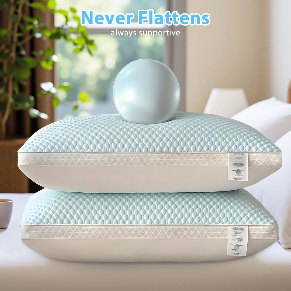 Cooling Ergonomic Neck Pillow 2 Pack Orthopedic Contour Support Adjustable Filling Cool Sensation Breathable Fabric Machine Washable Removable Cover for Side Back Stomach Sleepers