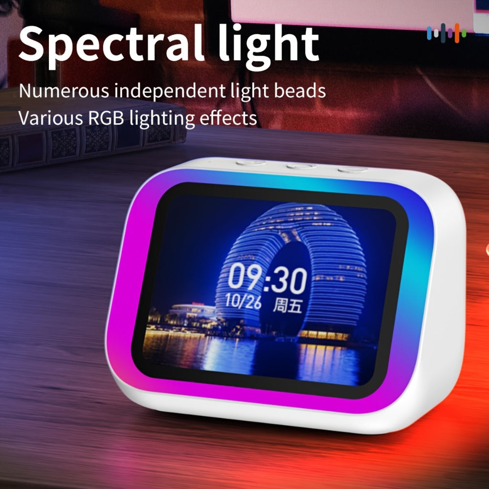 Smart Alarm Clock with AI Voice Assistant & Wireless Speaker - Dynamic RGB Light, Hi-Fi Stereo Sound, HD Display, Answer Calls, Period Tracker, 2500mAh Battery, Portable Bedside Charging Clock