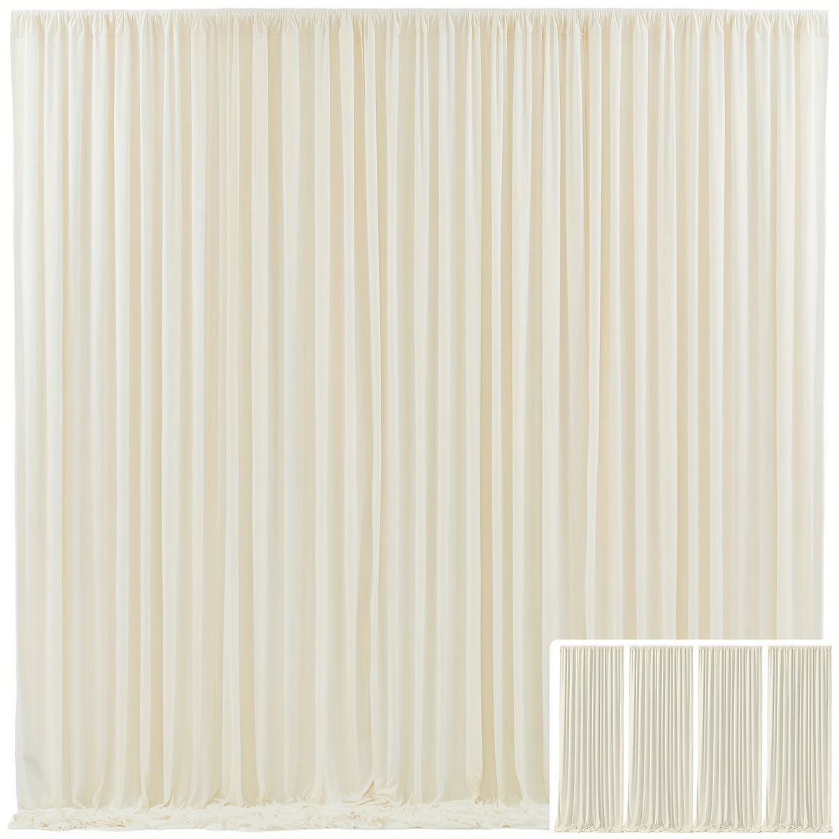 Elegant Fabric Backdrop Curtains 4pcs with Poles 59x85in Non-Transparent Wrinkle-Free Party Photo Backdrop for Wedding Birthday Bridal Shower Graduation Prom Christening Holiday Decor