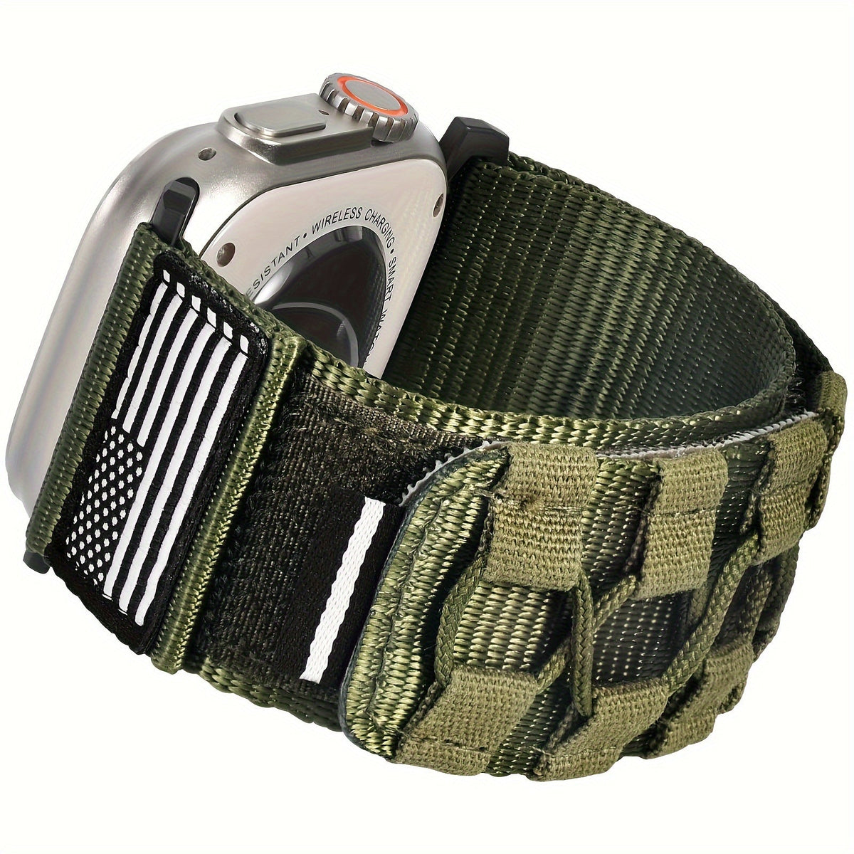 Rugged Nylon Apple Watch Band Men Sport Loop Soft Woven Adjustable Hook Loop Strap Compatible with Apple Watch Ultra 3 2 1 Series 1-11 SE 42mm 44mm 45mm 46mm 49mm Army Green Black Blue Orange Outdoor Hiking Gym