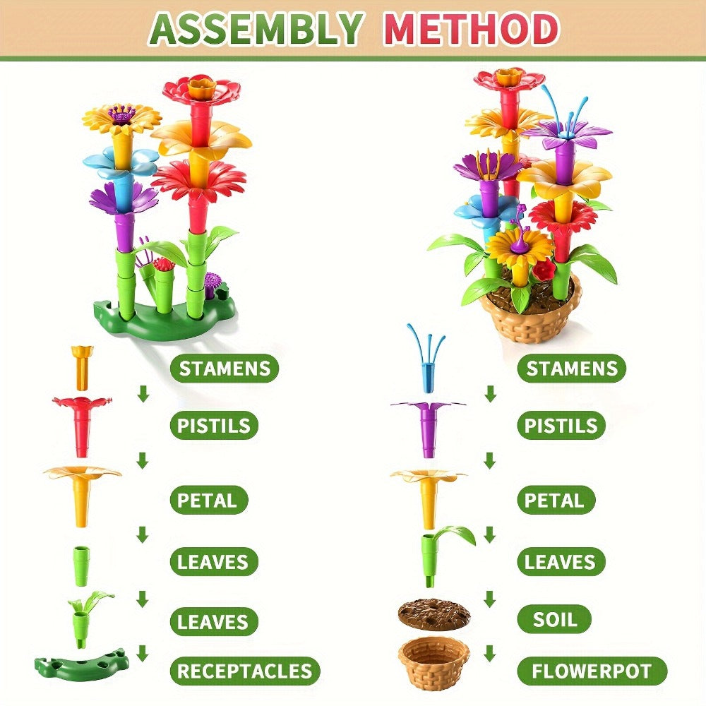 Flower Garden Building Toy Set, 235 Pieces, Floral Brick Construction Play for Kids Ages 3+