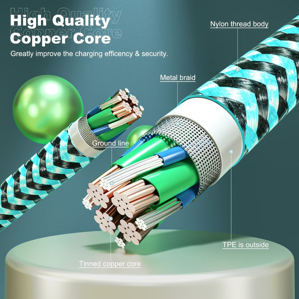 10ft Nylon Braided Lightning Cable 3-Pack MFi Certified – USB-A to Lightning iPhone Charger Cord for iPhone 14 13 12 11 Pro Max XS XR X 8 7 SE | iPad iPod | 2.4A Fast Charge 480Mbps Data Sync