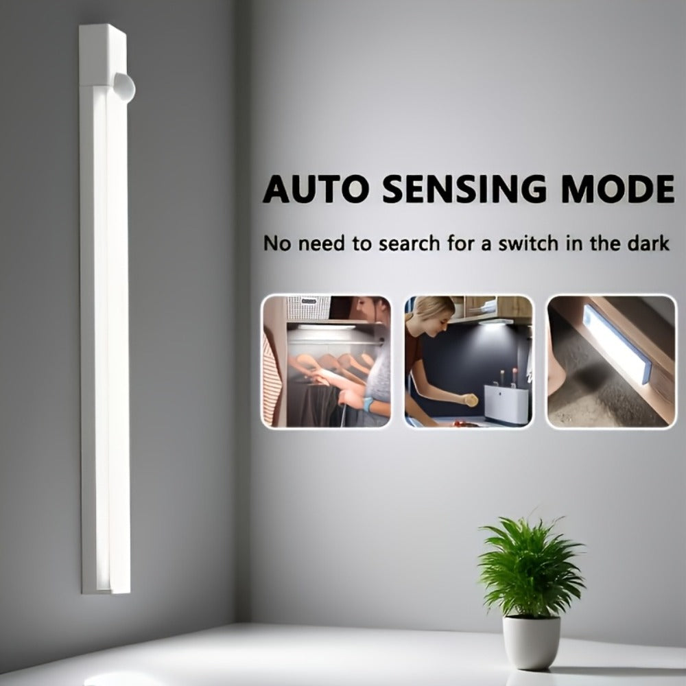 Rechargeable Motion Sensor LED Night Light 6 Pack - 400mAh USB, 3 Brightness Levels, Wireless Stick-On Bar for Cabinet, Stair, Bedroom, Kitchen & Hallway (3.94" / 7.87" / 11.8", 3 or 6 Pack)
