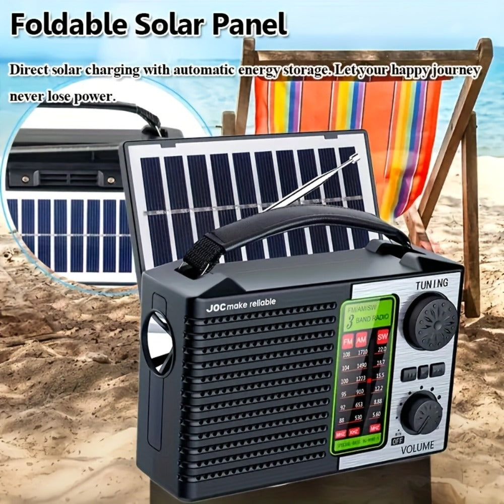 Portable Retro Radio Speaker with MP3 Player Rechargeable Battery Emergency Weather Radio for Outdoor Camping RV Smartphone Compatible Power Outage Survival