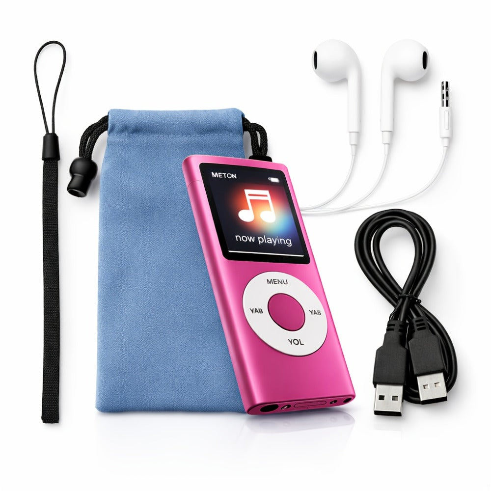 Portable MP3 Music Player with 1.8" LCD Display, Compact Digital Audio Player with FM Radio, Voice Recorder, Expandable Storage, Earphones Included, for Kids Adults Travel Gym Outdoor