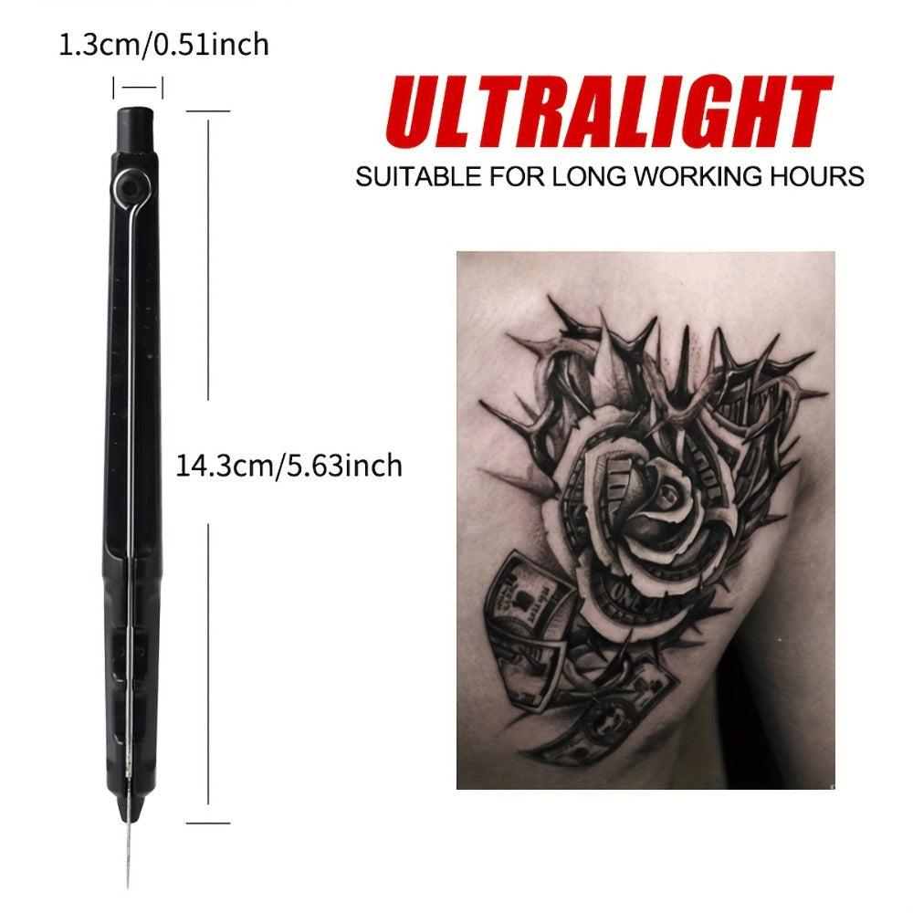 Stick and Poke Tattoo Kit - DIY Manual Tattoo Pen Hand Tool Set with 7 Color Inks, Needles, Bandage & 2 Hollow Stencil Templates for Tattoo Artists & Beginners Home Use