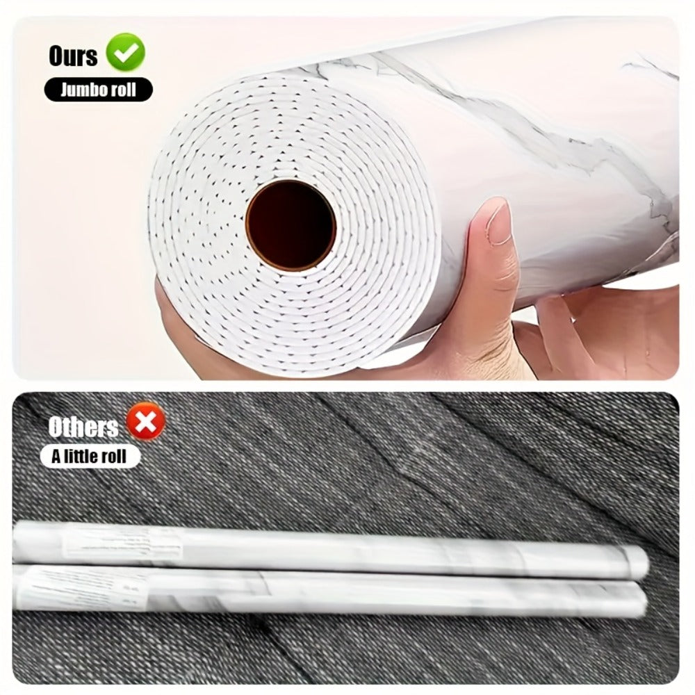 Peel and Stick Floor Tile Sticker 15.7"x118" Self-Adhesive Marble Pattern Vinyl Roll – 3mm Thick Removable Flooring for Kitchen Backsplash, Bathroom, Shower Room & Home Renovation