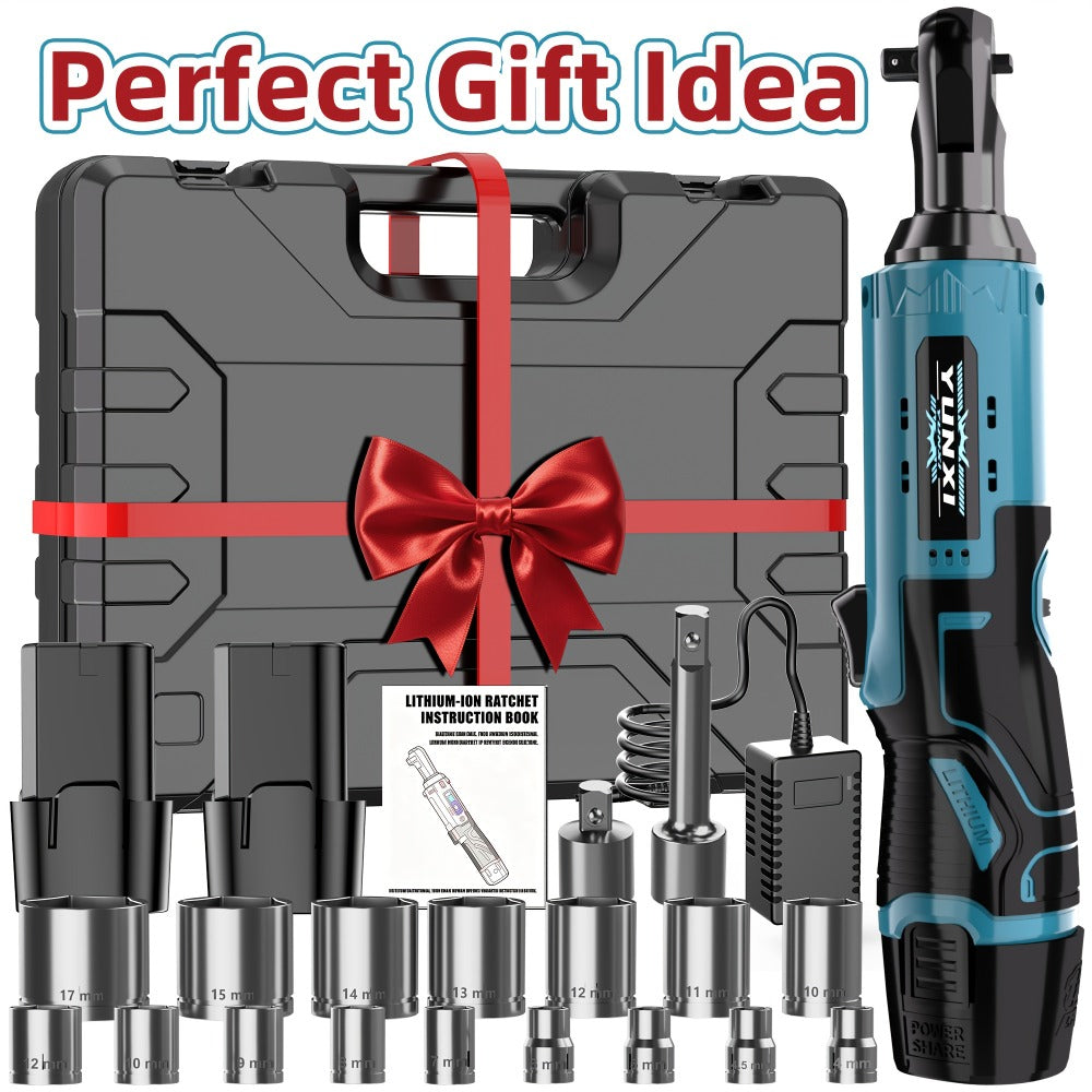 12V Brushless Electric Ratchet Wrench Set with Battery & Quick Charger – Wireless Car Repair Tool Kit for Home & Auto, Holiday Gift for Men