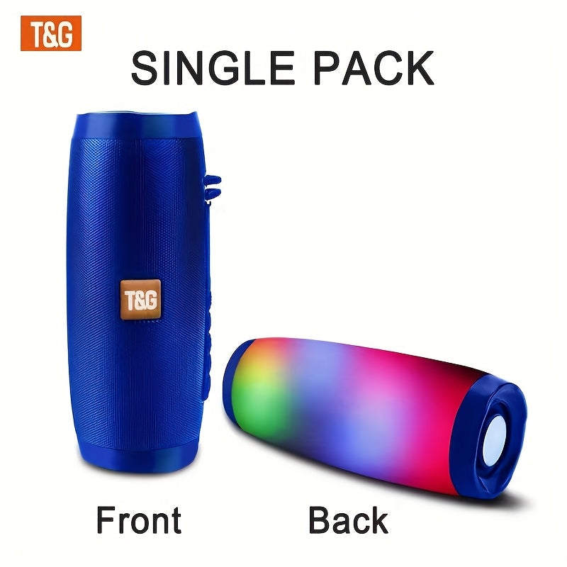 TG157 10W Dual Bluetooth 5.0 Speaker with LED Flash Lights, 5.1 Surround Sound, TF Card AUX USB FM Radio, 1200mAh Rechargeable Compact Wireless Speaker for Outdoor Camping Travel & Home Use