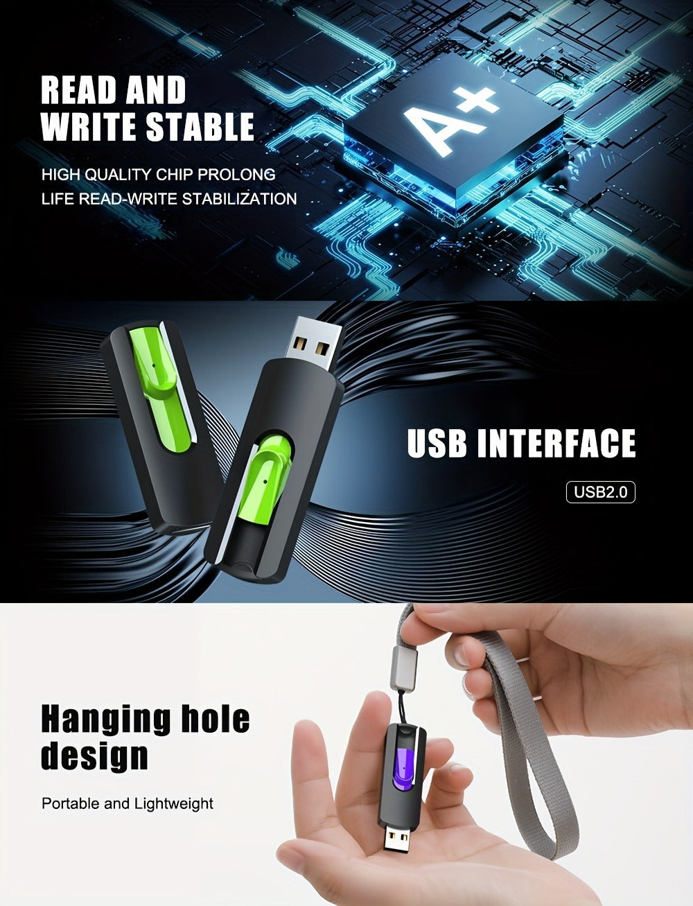 Retractable USB Flash Drive Bulk Pack 5-Pack USB 2.0 Thumb Drive 2GB 4GB 8GB 16GB 32GB 64GB Mixed Colors Capless Jump Drive Memory Stick for PC Laptop Mac TV Car Audio