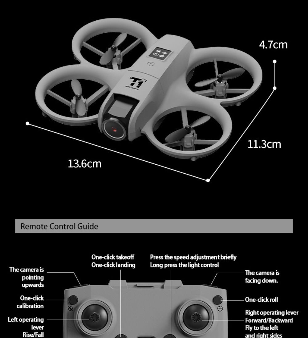 180° Rotating Dual Camera Drone Optical Flow Positioning Gyroscope Stabilization 360° Roll One-Button Takeoff Landing Calibration | Beginner Adult RC Quadcopter Gift for Kids Boys Girls