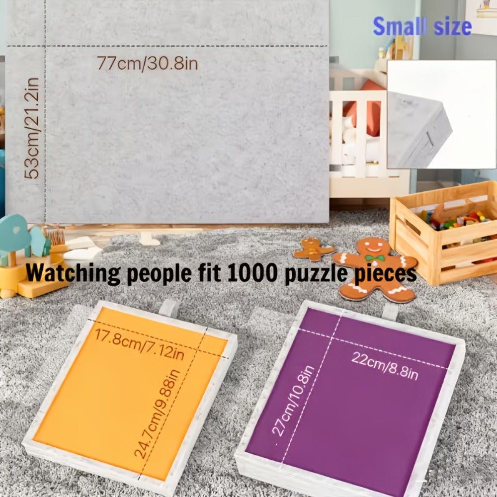 Jigsaw Puzzle Board with 6 Colored Drawers, Dark Gray 1000-Piece Storage Style