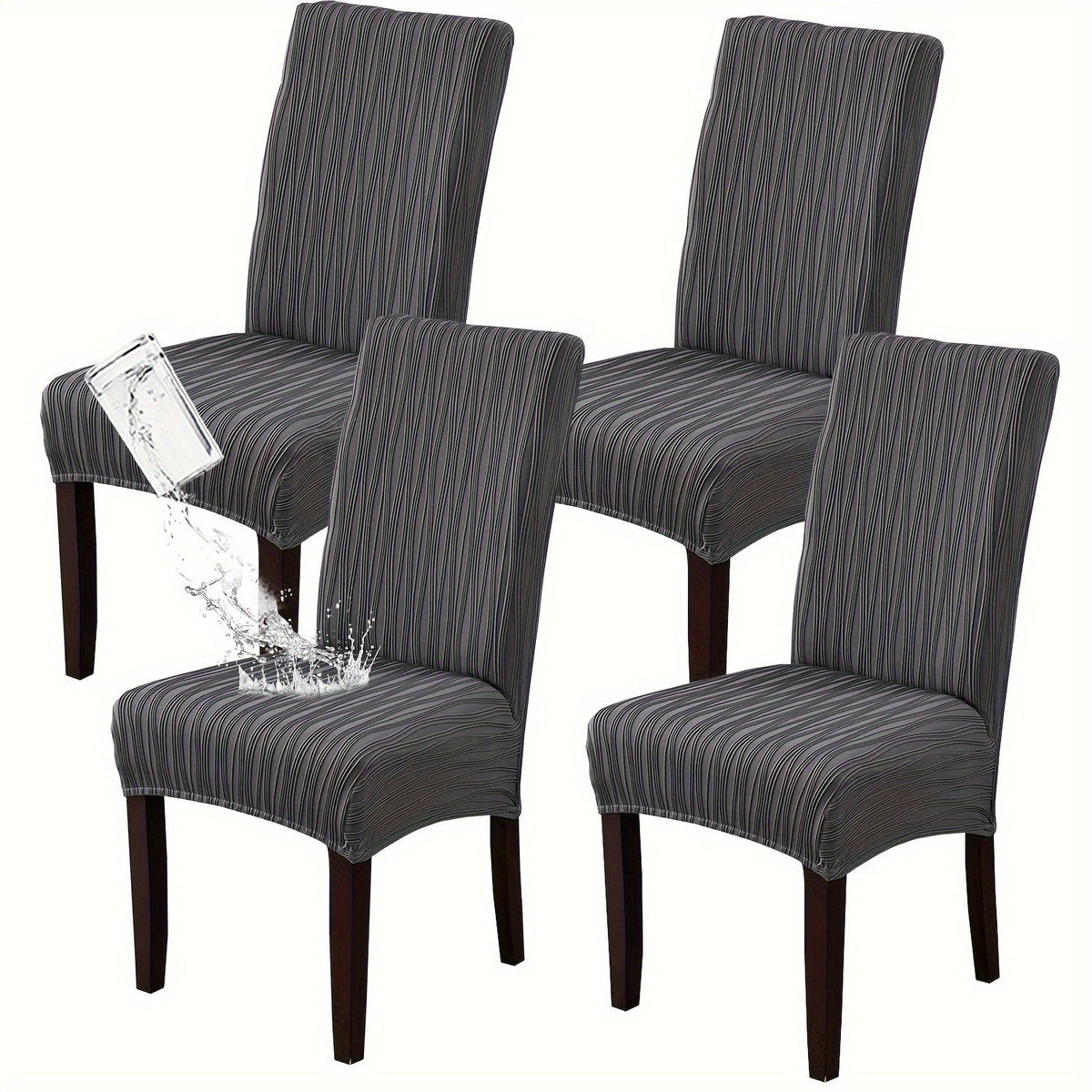 Dining Chair Covers Stretch Slipcovers Set of 4 or 6, Stain Resistant Removable Washable Chair Protector for Home Kitchen Restaurant Wedding, Spandex Jacquard Fabric, 7 Colors Available
