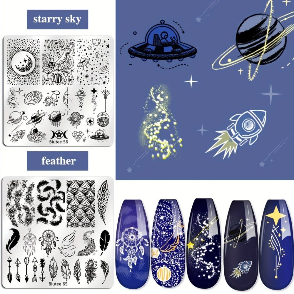 Nail Stamping Plates Set with Stamper & Scraper - Stainless Steel Nail Art Stamp Kit for Beginners & Pros, 14/15/26pcs Holiday Manicure Design Bundle, Christmas Birthday Gift