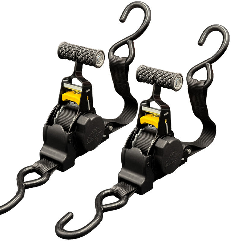 Self-Retracting Tie Down Straps 10 Feet Heavy Duty Ratchet Cargo Straps – Auto Retract for Truck Trailer Motorcycle Moving & Appliances, 1pc or 2pc Pack