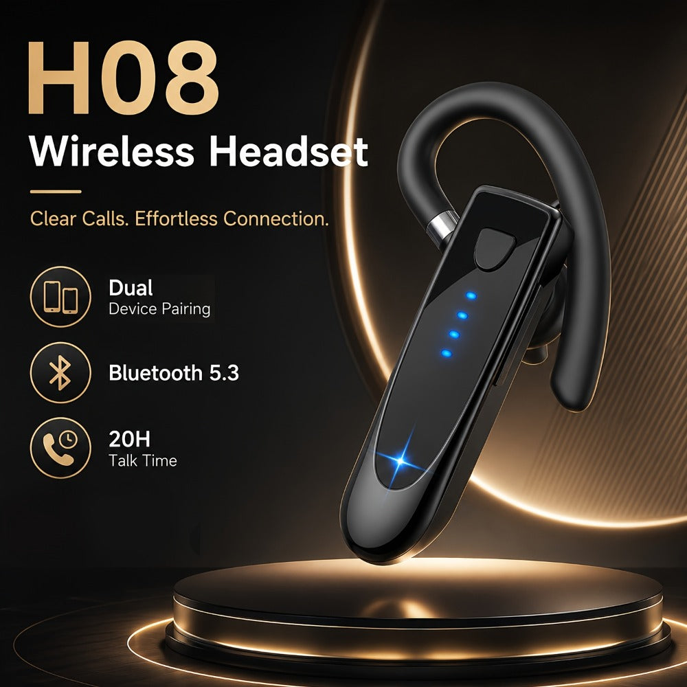 Trucker Bluetooth Headset 29H Playtime 180H Standby, Handsfree Earpiece with Mic Dual Device Connection, Wireless Headset for Driver Office Compatible with iPhone Android Samsung Laptop