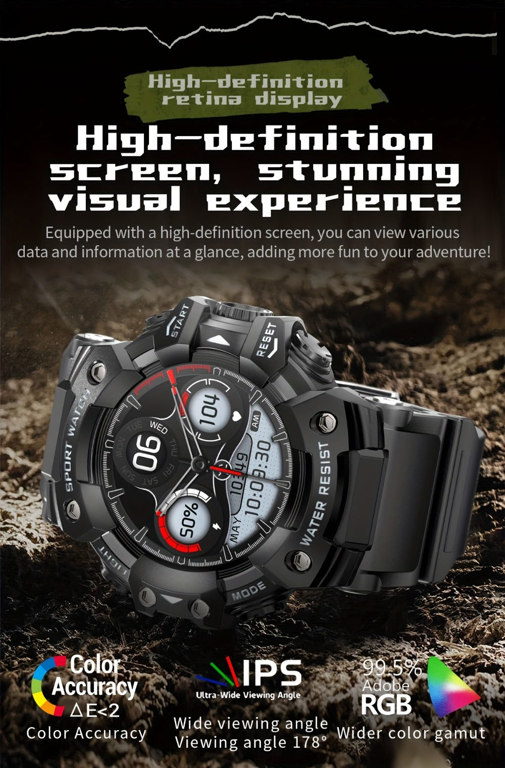 Tactical Smartwatch for Men, LED Flashlight & SOS Emergency, 1.32" TFT Screen, Bluetooth Calling, 100+ Sport Modes, Heart Rate SpO2 Sleep Tracker, Camouflage & Matte Colors – iPhone & Android Compatible