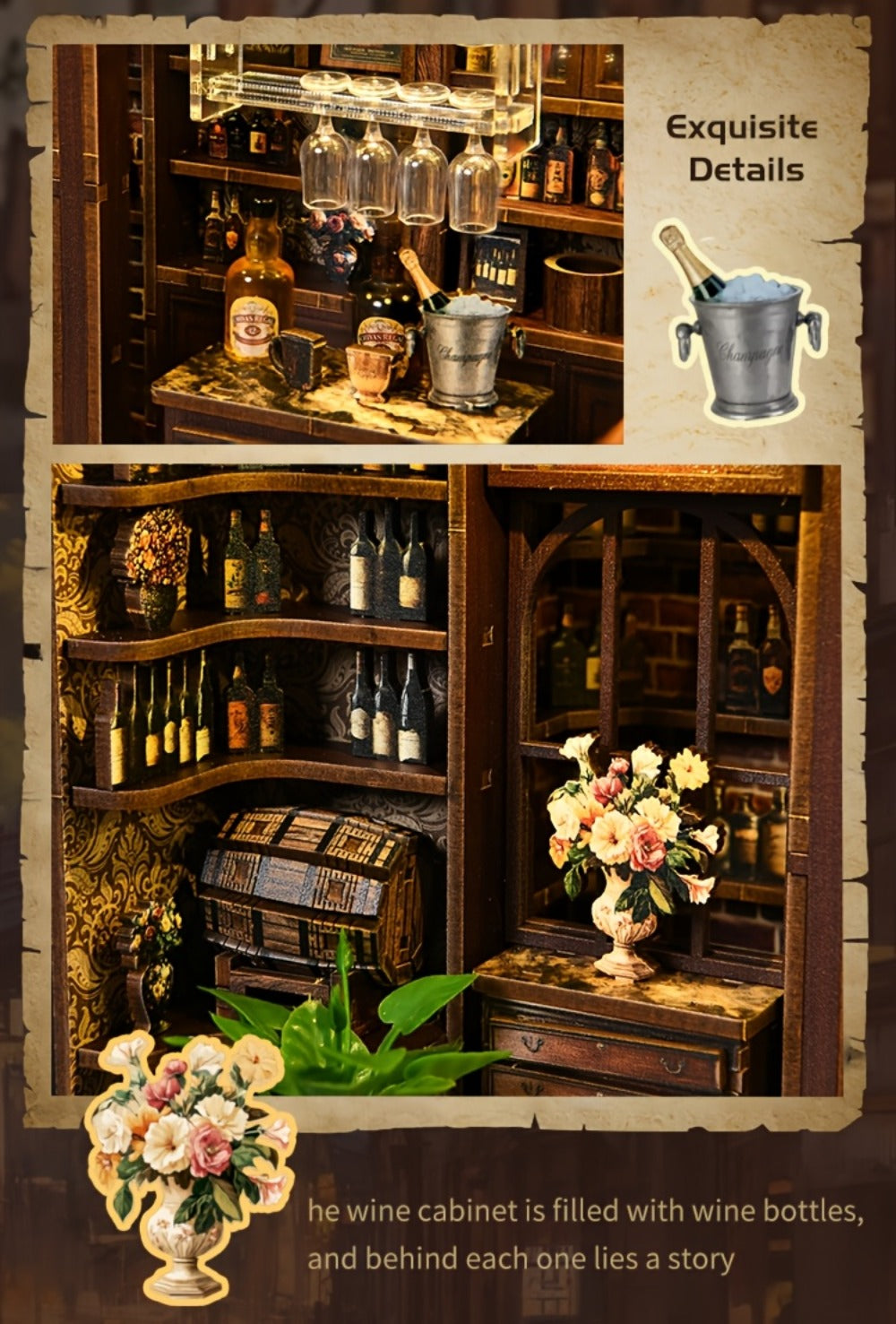 Miniature Book Nook Kit – Corner Lounge DIY 3D Wooden Bookshelf Insert