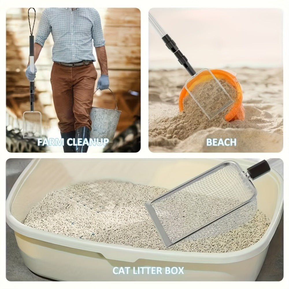 Beach Sand Sifter Scoop with Three-Section Telescopic Handle, Single or 2-Pack