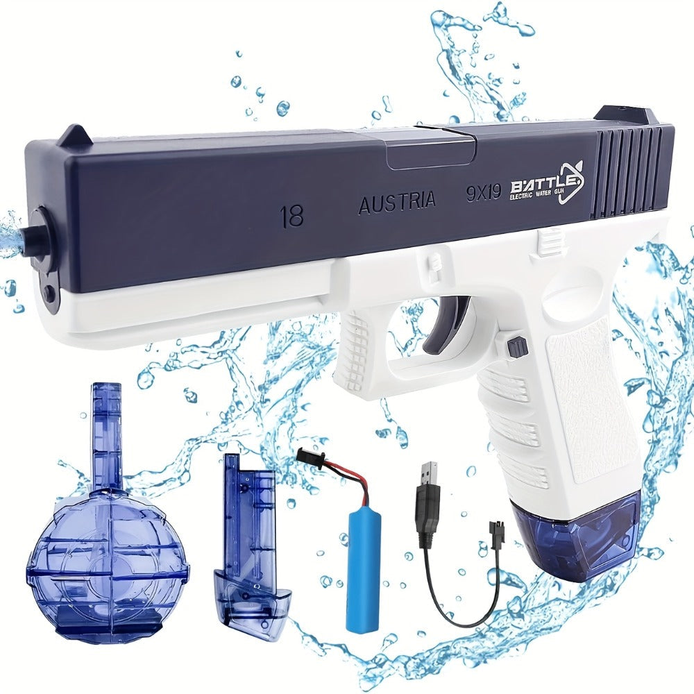 Dual-Magazine Automatic Water Gun in Blue or Pink for Outdoor Play